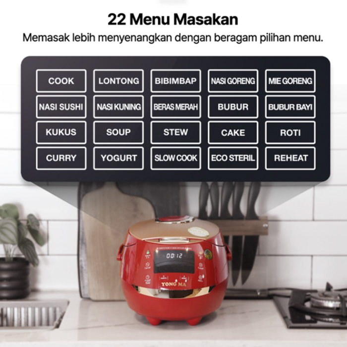 Yong Ma Digital Rice Cooker 2 L - SMC8087 | SMC 8087 Cokelat